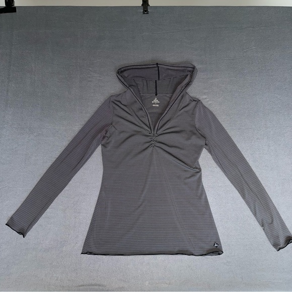 PrAna Striped Gray long sleeve Hoodie for Women size small Stretchy Fabric - Picture 9 of 11